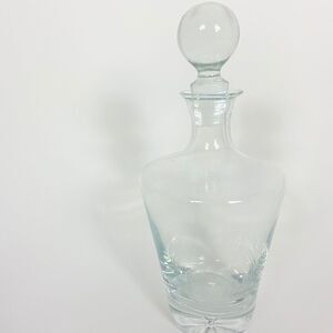 Blown glass decanter. Vintage glass jar alcohol drink decanter with stopper.